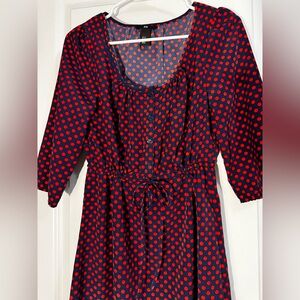 H&M Red and Black Casual Sundress with Scoop Neck